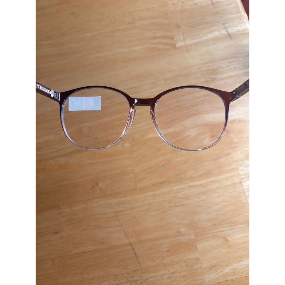 Designed in Italy Blue Light Glasses Unisex OS Brown Gradient NEW Round Frame